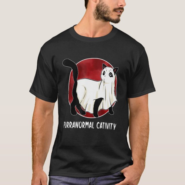 Camiseta Paranormal Cat Lover Spooky Ghost Kitten (Frente)
