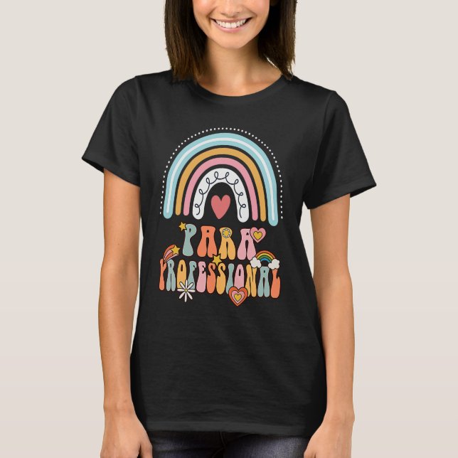 Camiseta Paraprofessional Groovy Retro Vintage Rainbow Cute (Frente)