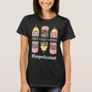 Camiseta Paraprofissional Paz Amor Inclusão Leopardo Para