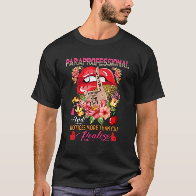 Camiseta Paraprofissional Sabe Mais Do Que Diz Floral S (Frente)
