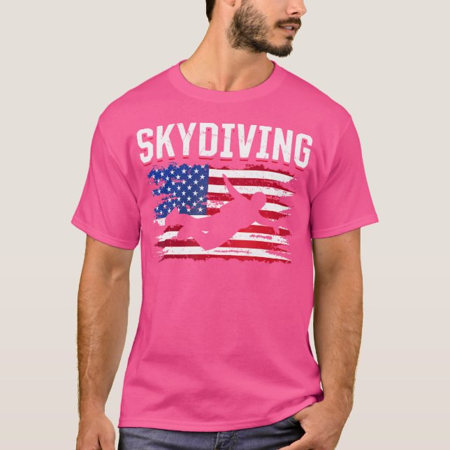 Camiseta Paraquedismo da bandeira americana Skydiving (Frente)