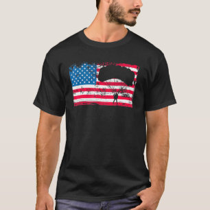 Camiseta Paraquedismo Patriótico Bandeira Dos EUA Paraqueda
