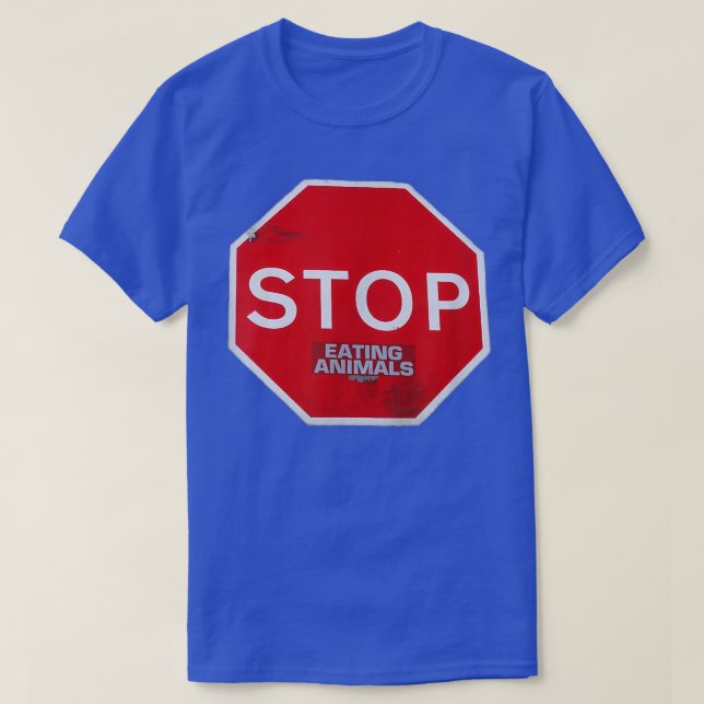 Camiseta Parar de Comer Animais vegetarianos veganos, sinal (Frente do Design)