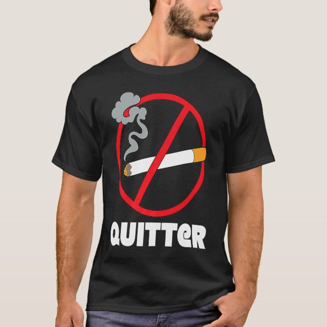Camiseta parar de fumar texto parou de fumar desistente (Frente)