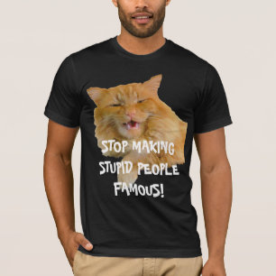 Camiseta Parar Gato Laranja Famoso De Pessoas Estúpidas De 