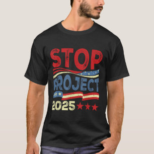 Camiseta Parar o Projeto 2025 Anti Trump Usa Bandeira Polít