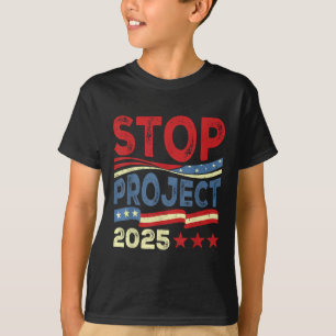 Camiseta Parar o Projeto 2025 Anti Trump Usa Bandeira Polít