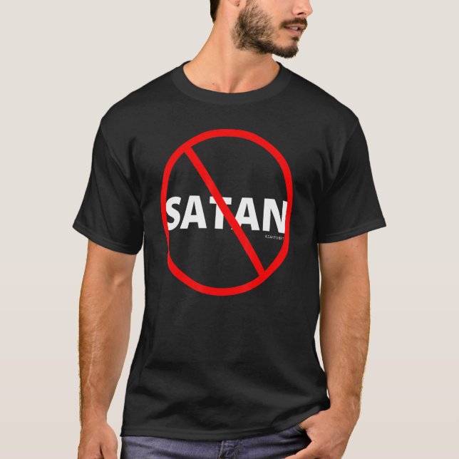 Camiseta PARAR O SÍMBOLO Fé Cristã Fé Parada Satã (Frente)