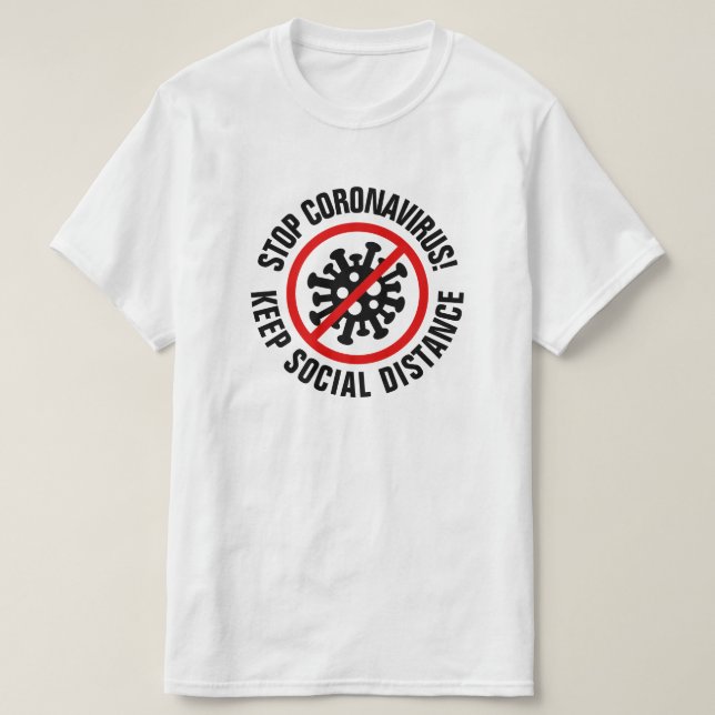 Camiseta Parar o slogan Personalizado de Distância Social d (Frente do Design)