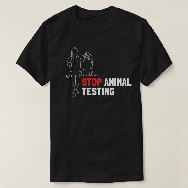 Camiseta Parar o Teste de Animais Voluntariado (Frente do Design)