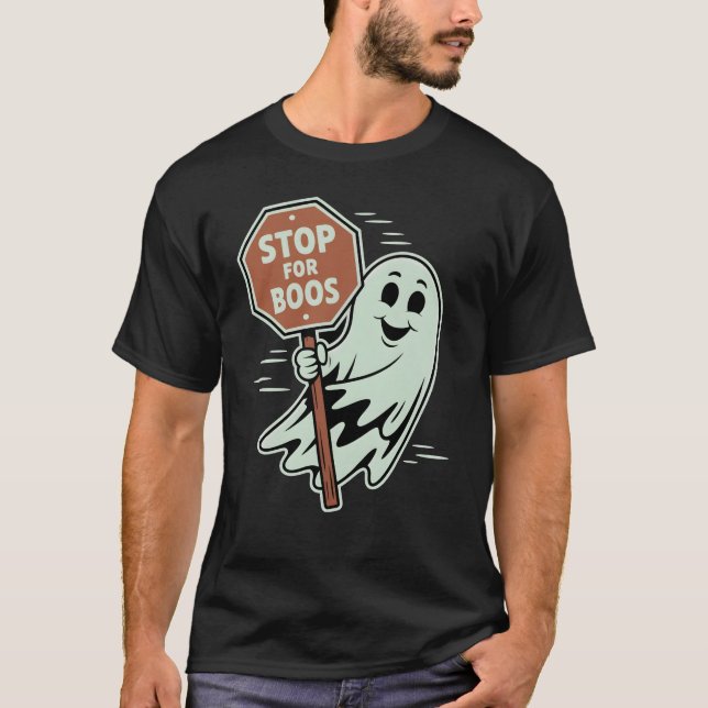 Camiseta Parar para Tronco Fantasma do Boos Halloween ou Tr (Frente)