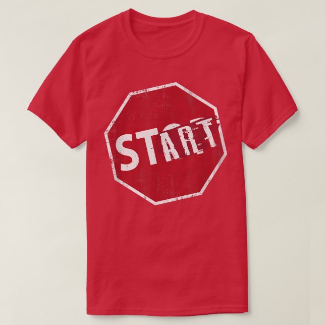 Camiseta Parar Sinal Iniciar Sinal Mindset Motivação Funny  (Frente do Design)
