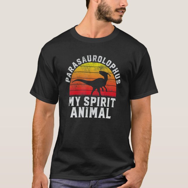 Camiseta Parasaurolophus My Spirit Animal Dinosaur Retro Pa (Frente)