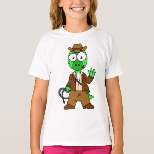 Camiseta Parasaurolophus Vestido Como Indiana Jones.
