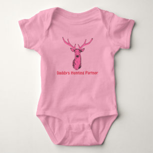 Camiseta Parceiro De Caça De Pais Rosa Para Meninas