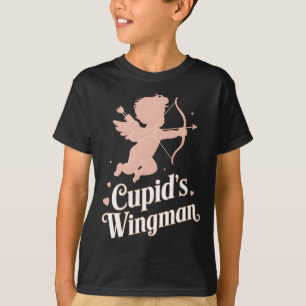Camiseta Parceiro de Cupido Design de Anjo Engraçado do Dia
