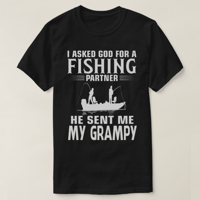 Camiseta Parceiro De Pesca Ele Me Enviou MINHA GRAMPY (Frente do Design)