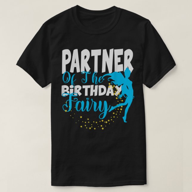Camiseta Parceiro do Aniversário da Fada de Aniversário Squ (Frente do Design)