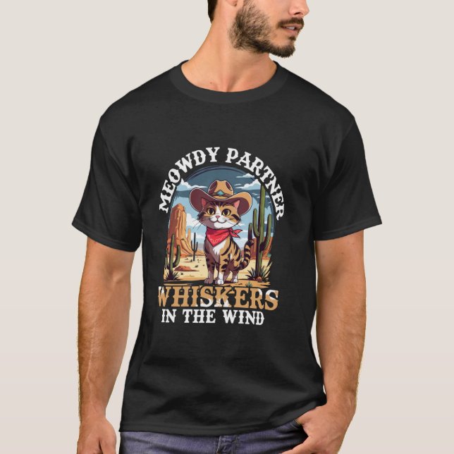 Camiseta Parceiro Meowdy Bigodes Ao Vento Caubói Vintage (Frente)