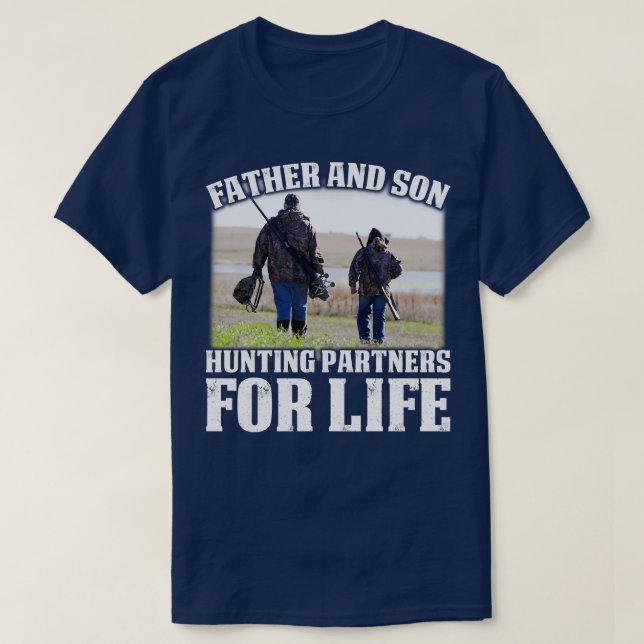 Camiseta Parceiros De Caça De Pai E Filho Para A Vida (Frente do Design)
