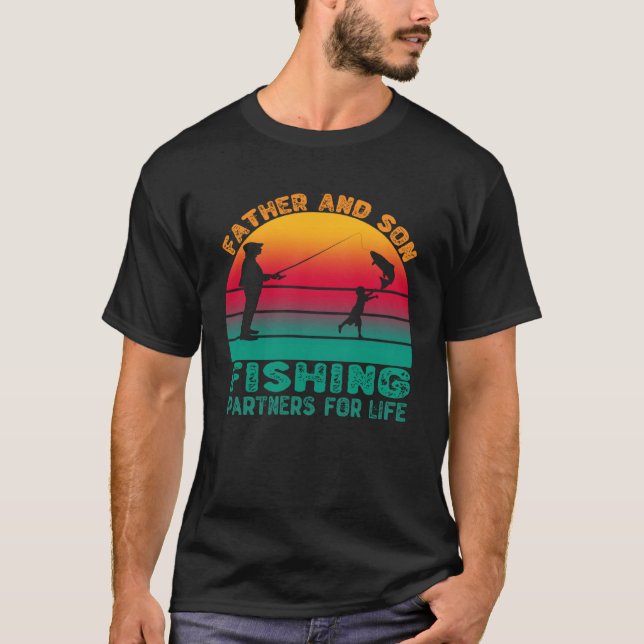 Camiseta Parceiros De Pesca Do Pai E Do Filho Para A Gordur (Frente)