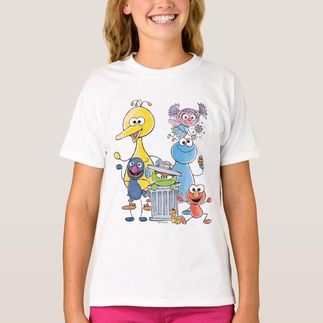 Camiseta Parceiros do Sésamo Gráfico Doodley (Frente)