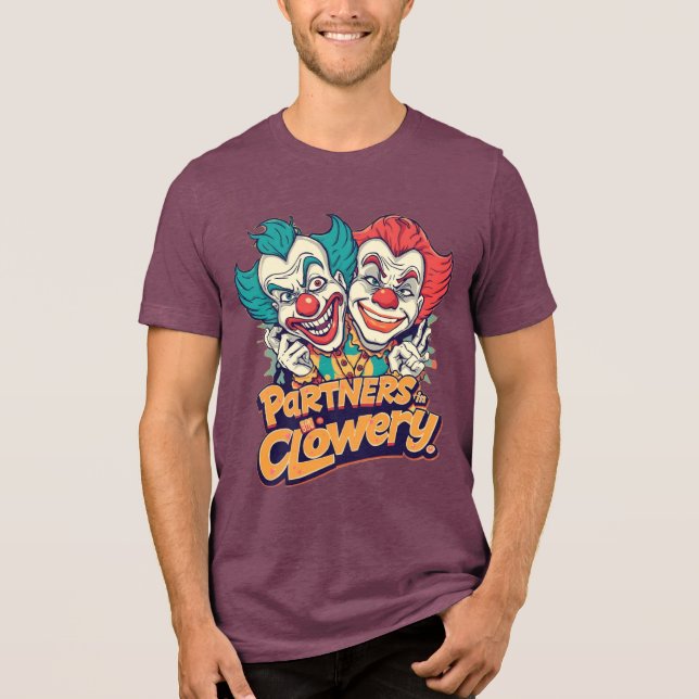 Camiseta Parceiros na Clowery (Piada de Palhaço Divertida) (Frente)