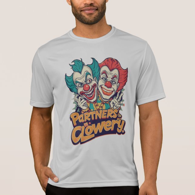 Camiseta Parceiros na Clowery (Piada de Palhaço Divertida) (Frente)