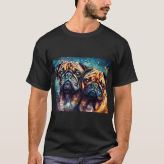 Camiseta Parceiros Pug Psicodélicos Pintura Digital - Co Fa