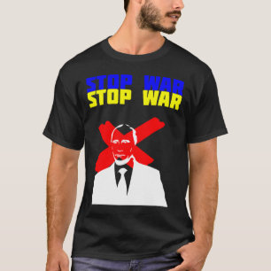 Camiseta Pare a Guerra Anti Putin Face Bandeira Ucraniana