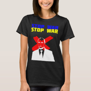Camiseta Pare a Guerra Anti Putin Face Bandeira Ucraniana