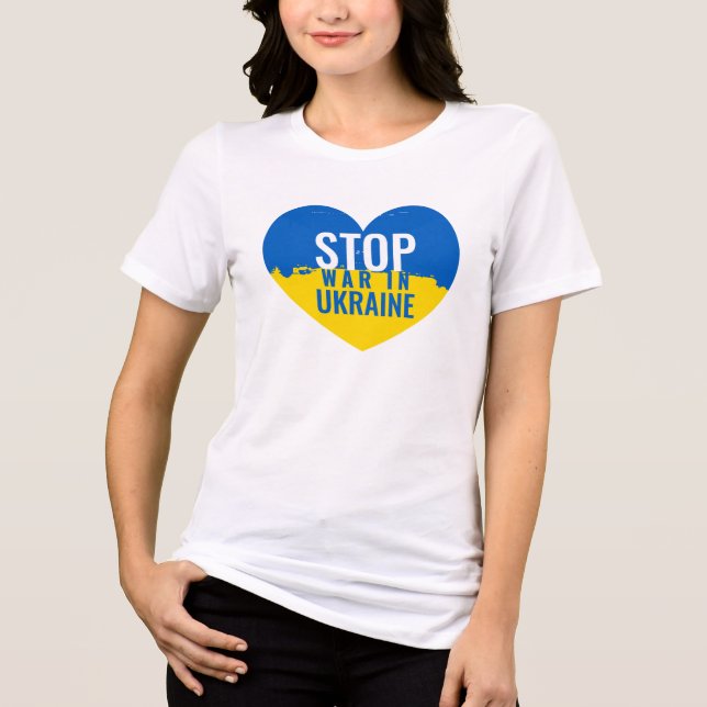 Camiseta Pare a guerra na Ucrânia.  (Frente)