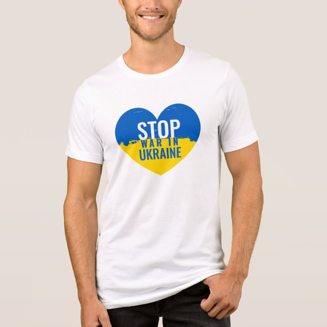 Camiseta Pare a guerra na Ucrânia. (Frente)
