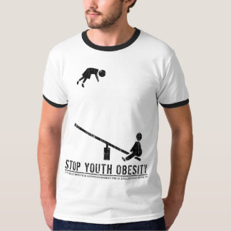 Camiseta Pare a obesidade da juventude (o preto do vintage)