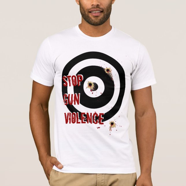 CAMISETA PARE A VIOLÊNCIA ARMADA COM TIROS DA BALA (Frente)