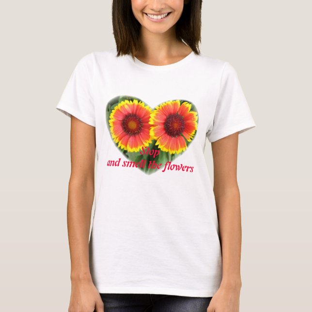 Camiseta Pare & cheire as flores (Frente)