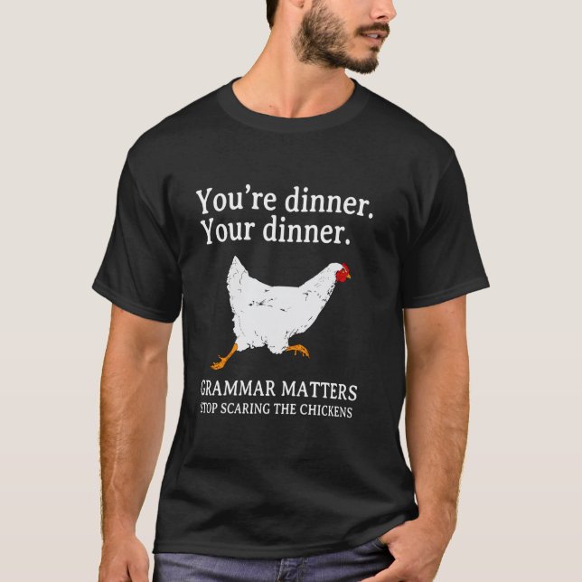 Camiseta Pare de Assustar as Galinhas Gramática Inglesa Eng (Frente)