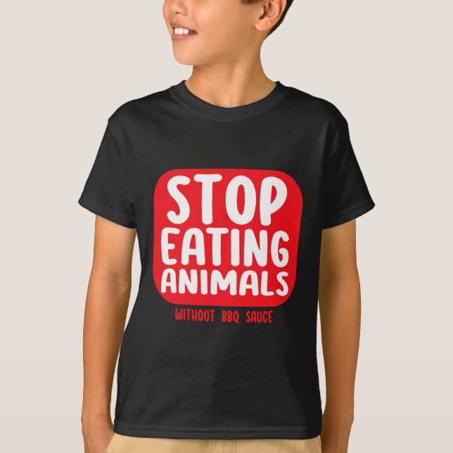 Camiseta Pare de Comer Animais Sem Molho Bbq  (Frente)