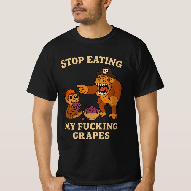 Camiseta Pare de Comer Minhas Uvas F*da Meme Macaco gaming  (Frente)