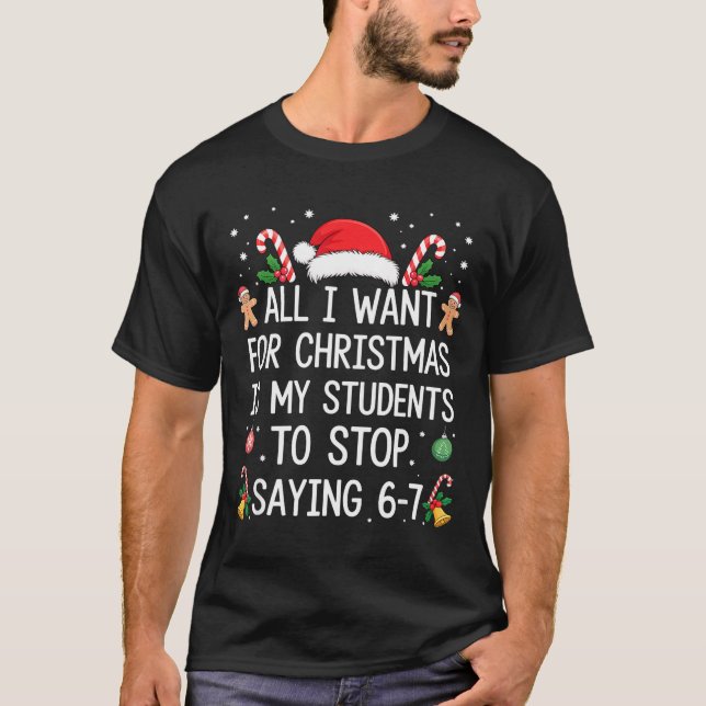 Camiseta Pare de dizer 6-7 Aluno Professor Engraçado 67 Nat (Frente)
