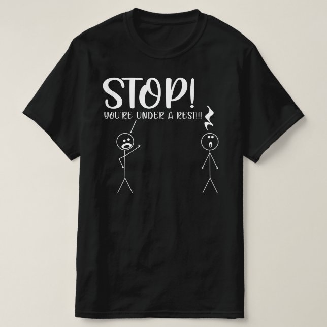 Camiseta PARE DE ESTAR SOB UM Pun Musical (Frente do Design)