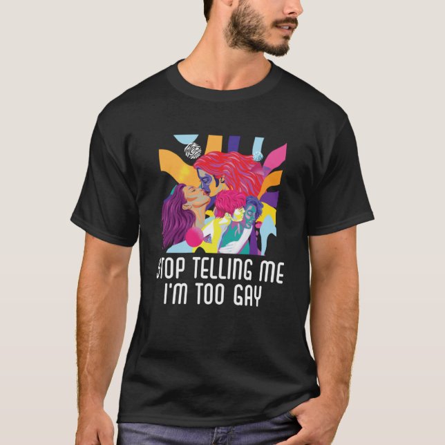 Camiseta Pare de me dizer que sou muito orgulho bissexual G (Frente)