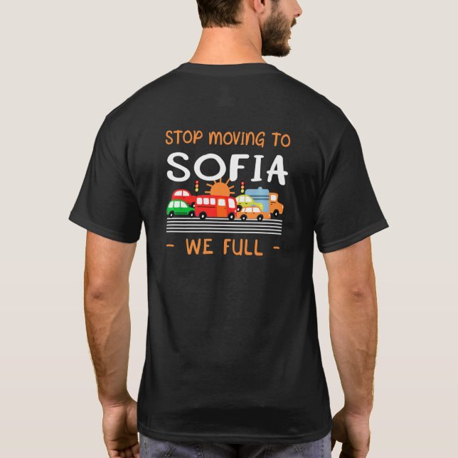 Camiseta Pare De Se Mudar Para Sofia Nós Cheios O Humor Bul (Verso)