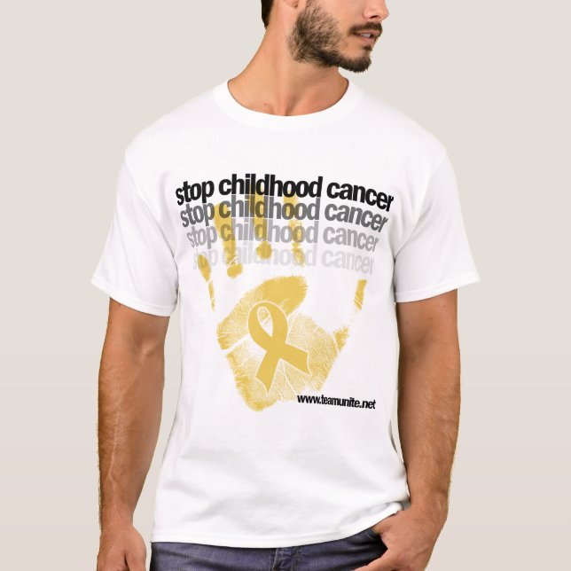 Camiseta Pare o cancer da infância -- CUSTOMIZÁVEL (Frente)