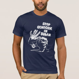 Camiseta pare o genocídio em Sudão (a cor, unisex escuros)