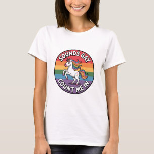 Camiseta Parece Gay Me Inclua Unicórnio Bandeira Arco-Íris 