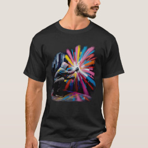 Camiseta Parede Colorida de Grafite Explosão de Spray de Pi