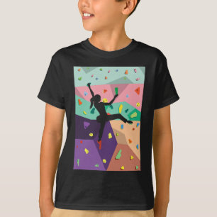 Camiseta Parede de Escalada de Rocha Colorida Fofa para Esc