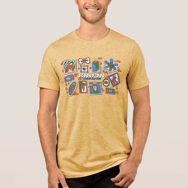 Camiseta Parede de Quadros de Halloween do Scooby-Doo (Frente)