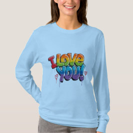 Camiseta Parede de Tijolo Preto com Grafite “Eu Te Amo!”